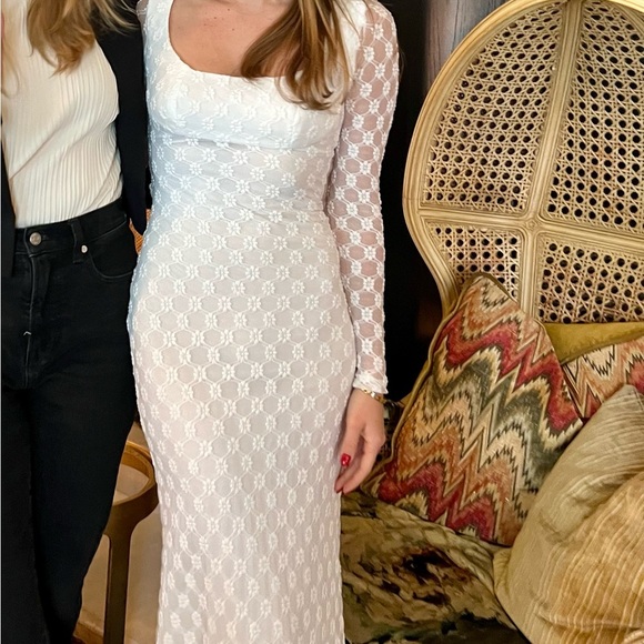 Bardot Adoni Long-Sleeve Lace Midi Dress Women’s 00 Elegant White Bridal tights - Picture 5 of 10